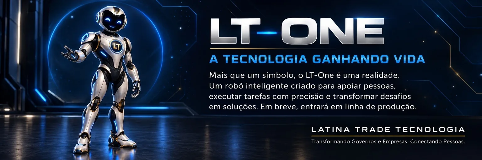 LT-One — A tecnologia ganhando vida. Mais que um símbolo, o LT-One é uma realidade: um robô inteligente criado para apoiar pessoas, executar tarefas com precisão e transformar desafios em soluções. Em breve, entrará em linha de produção.